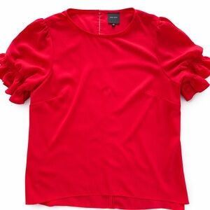 Alex Marie Blouse red short puff sleeves size XL